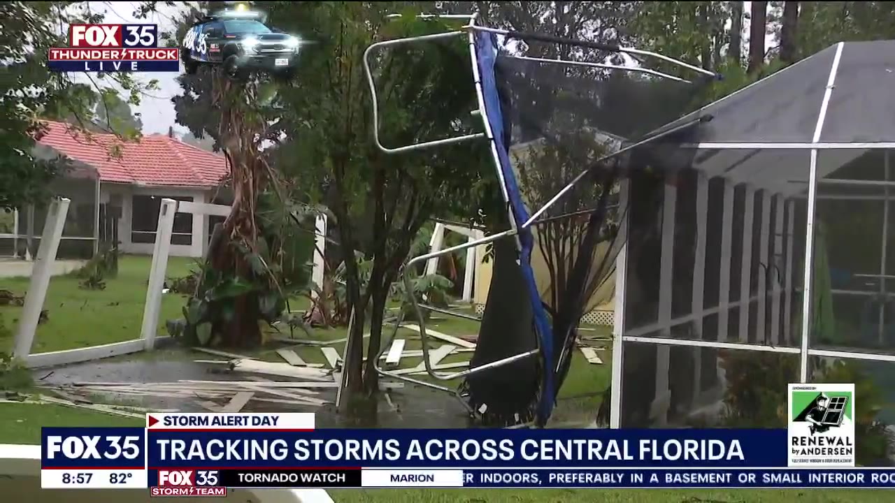 Possible tornado sends trampoline flying in Palm Coast
